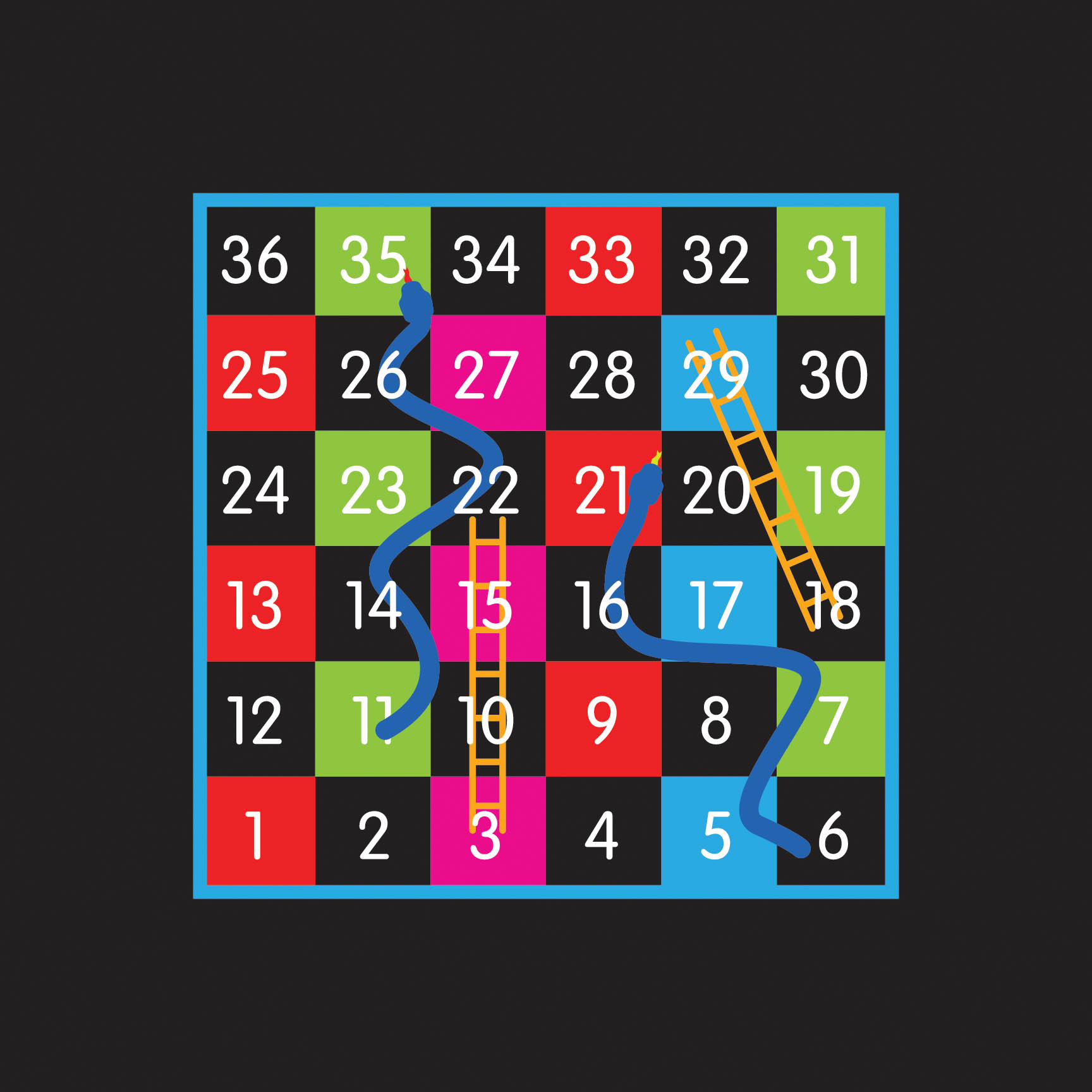 1 - 36 Solid Snakes and Ladders 